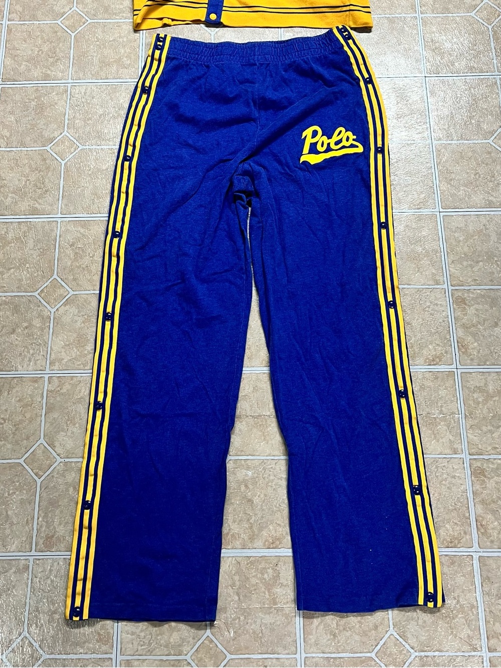 Polo Sport Royal Blue & Yellow Snap-Trim Track Pants